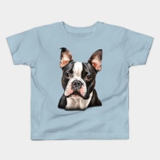 Boston Bull Terrier Portrait Kids T-Shirt